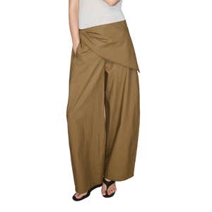 Mango straight pants with removable scarf in khaki