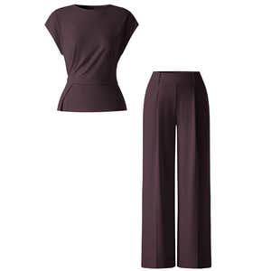 ogl, OGL 2Pcs Set Round Neck Tucked Top & Wide Leg The Success Pant