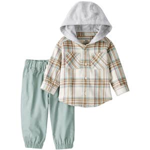 Carter's Baby Boy 2-Piece Plaid Cotton Long-Sleeve Tee & Pant Set