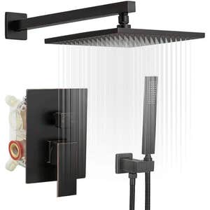 rain shower faucet system set on white background