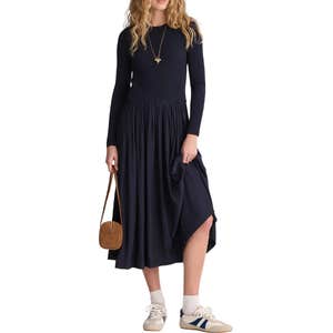 nordstrom rack, Madewell Rib Mixed Media Long Sleeve Midi Dress