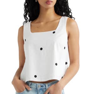 nordstrom, Open Edit Square Neck Sleeveless Linen Blend Top