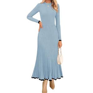 amazon, ZESICA Fall Long Sleeve Crewneck Sweater Maxi Dress