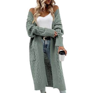 amazon, Onedreamer Long Cardigan Sweaters Open Front Cable Knit with Pockets