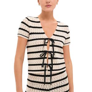 Hyacinth House Black & Tan Stripe Portimao Top