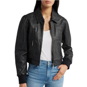 Caslon Leather Bomber Jacket