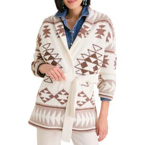 tuckernuck, Tuckernuck Ivory and Mocha Wool Blend Ranch Teddy Wrap Cardigan