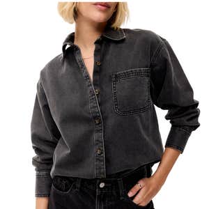 old navy, Old Navy Oversized Boyfriend Button-Down Jean Shirt