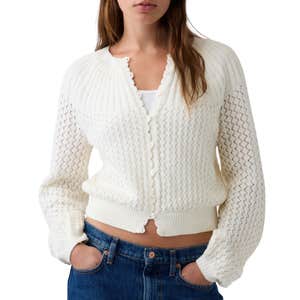 gap, Gap CashSoft Mix-Stitch Crop Cardigan Sweater