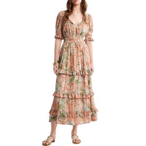 nordstrom rack, Treasure & Bond Smock Waist Ruffle Trim Tiered Maxi Dress