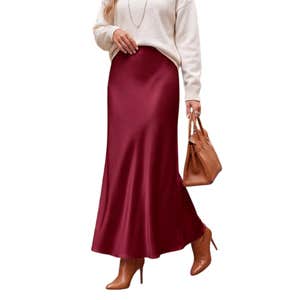 Amazon; Outoshe Satin High Waisted Maxi Skirt
