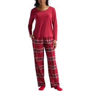 Liz Claiborne Flannel Long Sleeve 3-Piece Pajama Set
