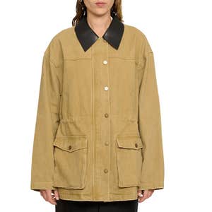 Pixie Market Leather Collar Barn Jacket