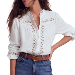 boden, Boden Trim Detail Double Cloth Top