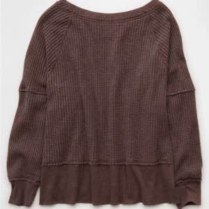 AE Big Hug Off-The-Shoulder Waffle Sweatshirt