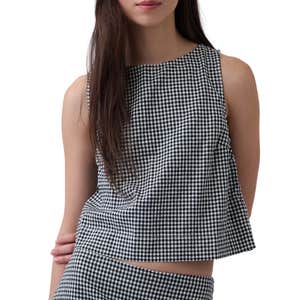 gap, Gap Linen-Blend Crop Shell Tank Top