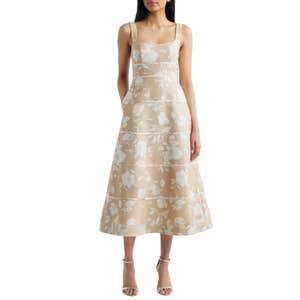 Anne Klein Floral Jacquard A-Line Dress