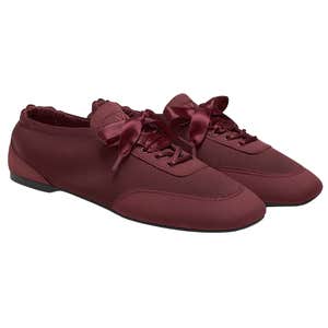 vivaia, VIVAIA Square-Toe Lace-Up Satin Sneakerina (Cristina)