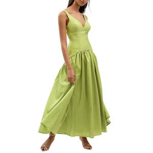 Hutch Gabriella V-Neck Drop-Waist Maxi Dress