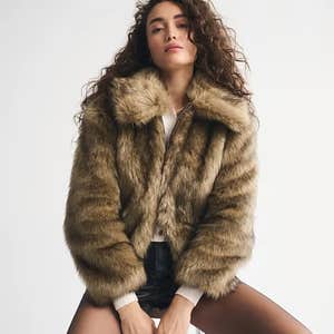 A&F Short Faux Fur Coat