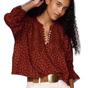 Trina Pintuck Long-Sleeve Swing Top