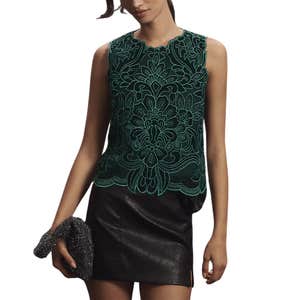 By Anthropologie The Lainie High-Neck Lace Cutwork Blouse