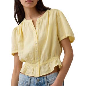 gap, Gap Cotton Gauze Crop Peplum Top