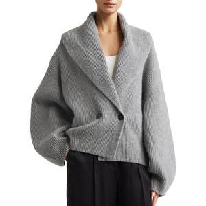 TOTEME Shawl Collar Wool Rib Cardigan
