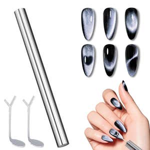 ZIRATONES Double-Head Nail Magnet with Heart Shaped Cat-Eye Tool