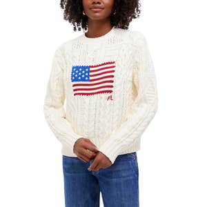 Polo Ralph Lauren Cream American Flag Long Sleeve Pullover