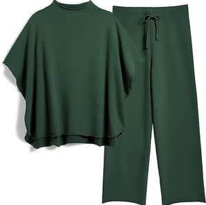 SeeLuNa Capelet Pullover Top & Wide Leg Pants Lounge Set