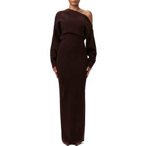 Naked Wardrobe One-Shoulder Long Sleeve Maxi Sweater Dress