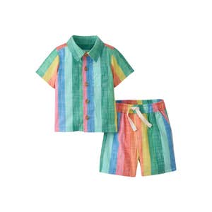 Hanna Andersson Baby Poplin Button Up Shirt & Shorts Set