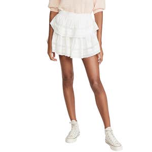 Shopbop; LoveShackFancy Ruffle Mini Skirt