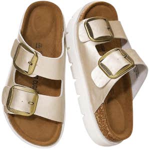 amazon, Project Cloud 100% Genuine Leather Platform Sandals Women (Greecechunky)