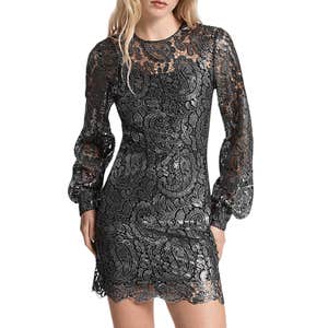 Michael Kors Metallic Paisley Lace Mini Dress