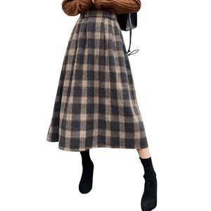 DAZY Plaid Print Pleated Detail Skirt
