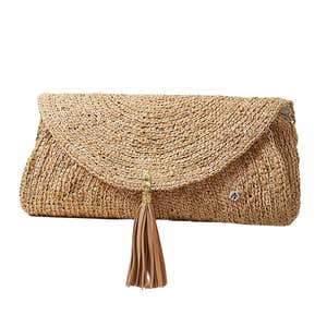tommy bahama crochet raffia clutch