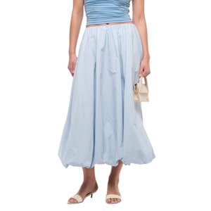 Abercrombie & Fitch Mid Rise Bubble Hem Maxi Skirt
