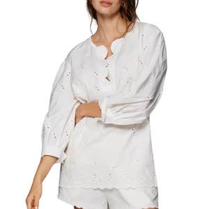anthropologie, By Anthropologie 100% Cotton Eyelet Popover Blouse