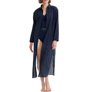 lands end, Lands' End Eyelet Button Down Maxi Cover-up Dress