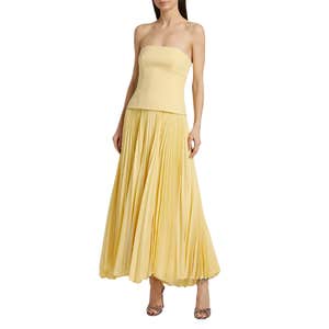 Acler Brayswick Pleated Strapless Maxi-Dress