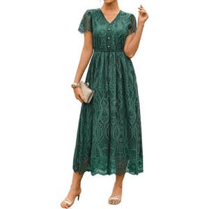 GRACE KARIN V Neck Floral Lace Dress