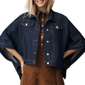 Pilcro Oversized Half-Sleeve Denim Trucker Jacket