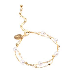 Lovisa Waterproof Stainless Steel Double Layer Pearl Ball Bracelet