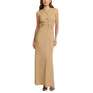 Metallic Sleeveless Twist Cutout Maxi Dress