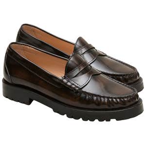 j.crew, J.Crew Winona Lug-sole Penny Loafers In Burnished Leather