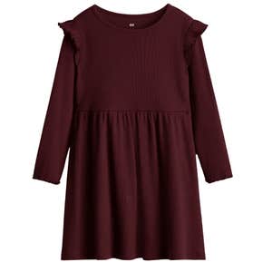 H&M Rib-Knit Dress with Ruffles