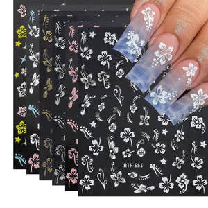 Qdsuh Hibiscus Nail Decals
