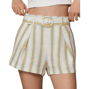 Maeve Linen Striped Belted Shorts